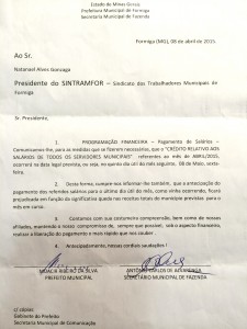 Comunicado sobre pagamento
